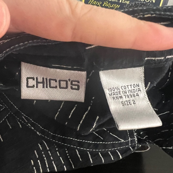 Chico’s Lightweight Jacket – Size 2 Black and White Stipped Cotton - Picture 5 of 5
